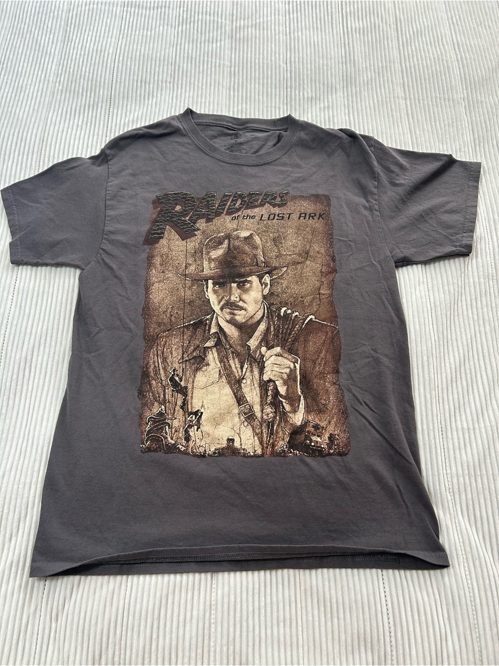 Disney Raiders of the Lost Ark Men’s Graphic T‑Shirt - Charcoal with Brown Print